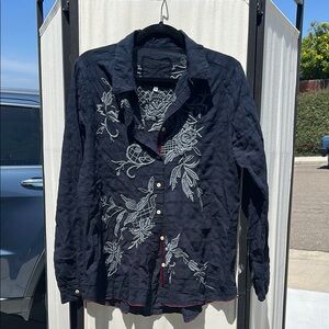 Johnny Was Embroidered Black Women's Shirt